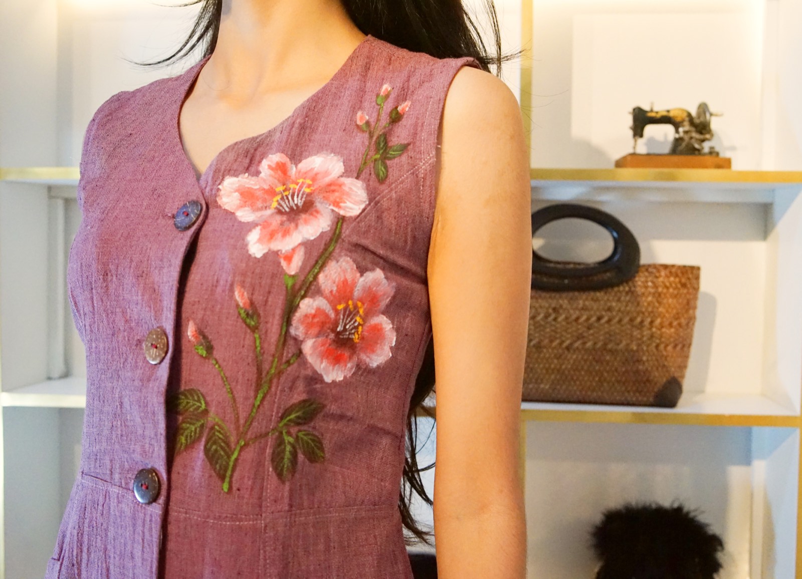 Floral painting on linen