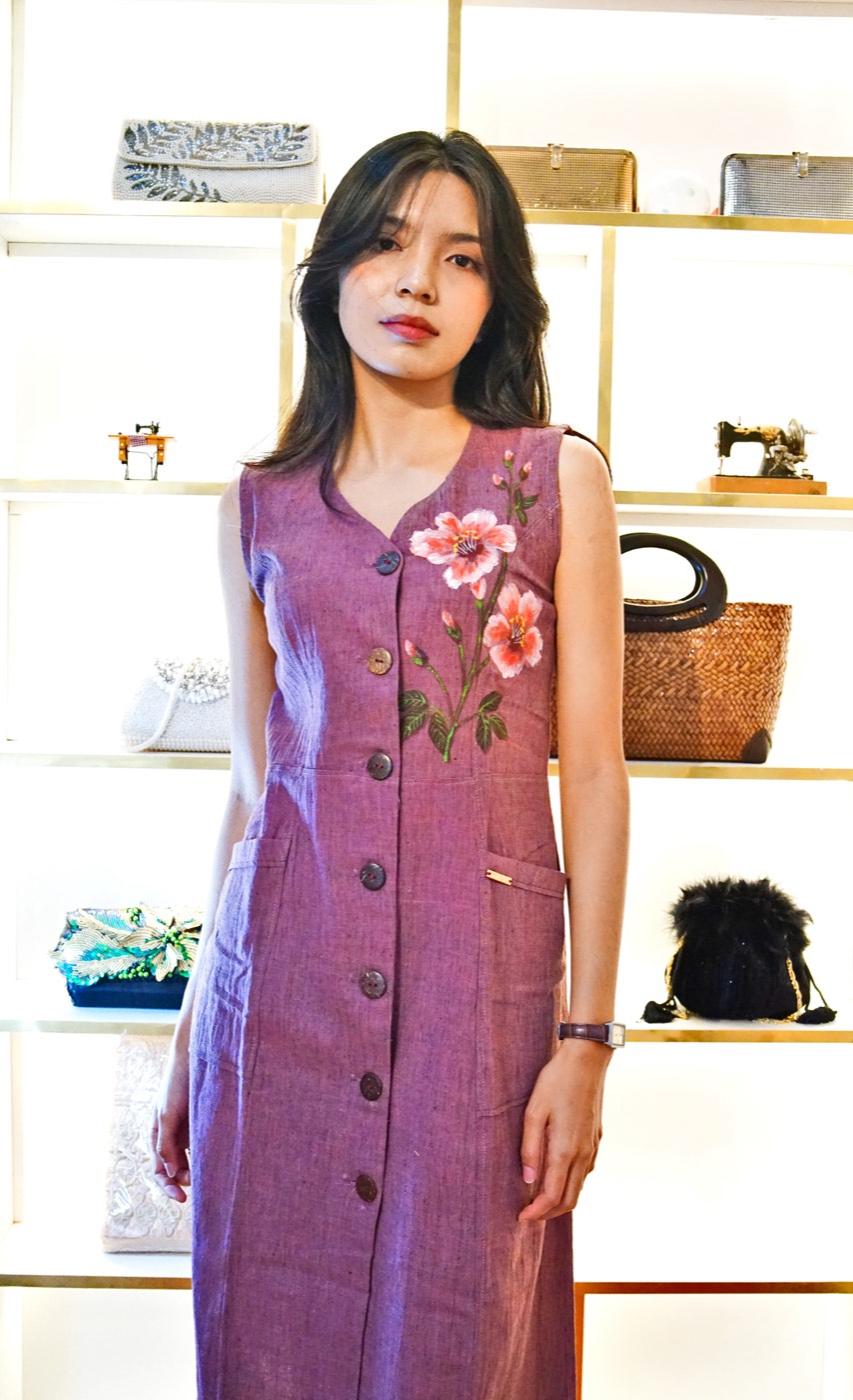Hand-painted plum dress